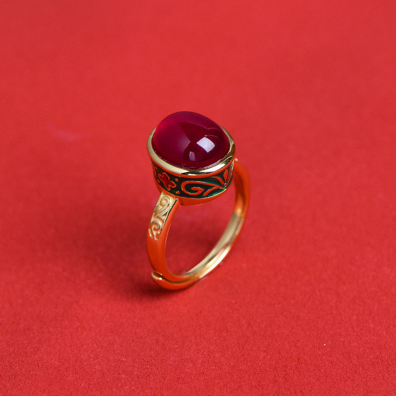 925 Sterling Silver Red Corundum Courage Ring (Extra 30% Off | USE CODE: FS30)