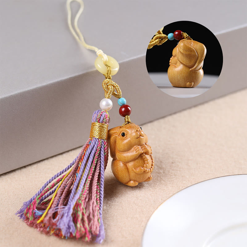FREE Today: Healing and Calm Sandalwood 12 Chinese Zodiac Colorful Tassel Accessories Keychain