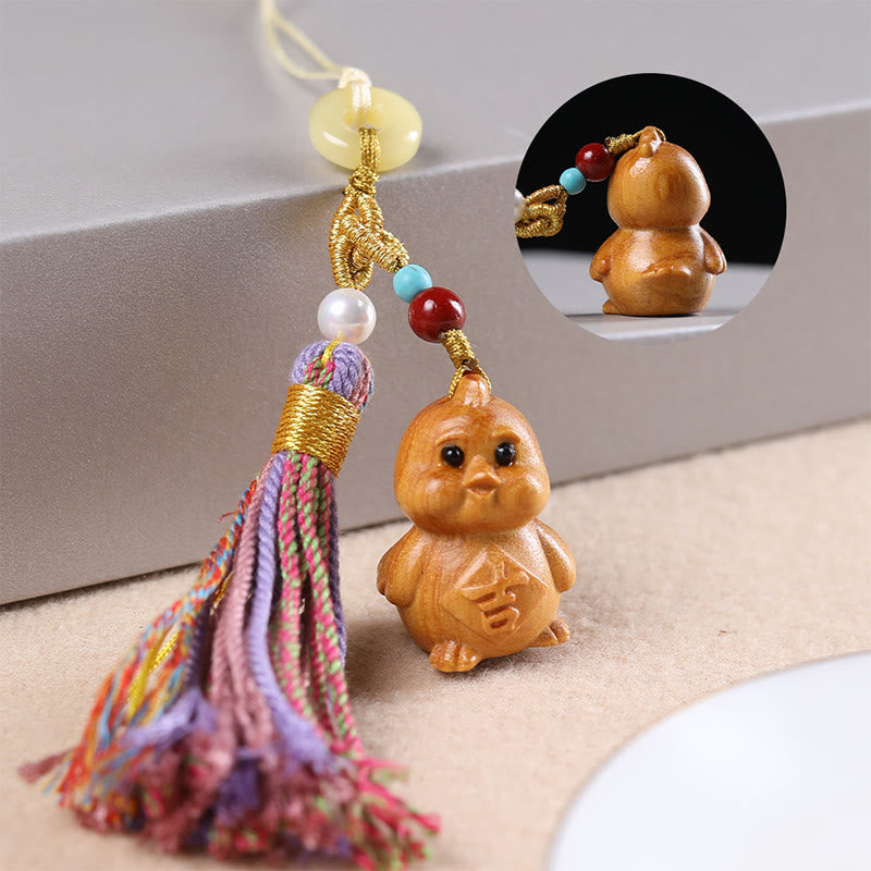 FREE Today: Healing and Calm Sandalwood 12 Chinese Zodiac Colorful Tassel Accessories Keychain