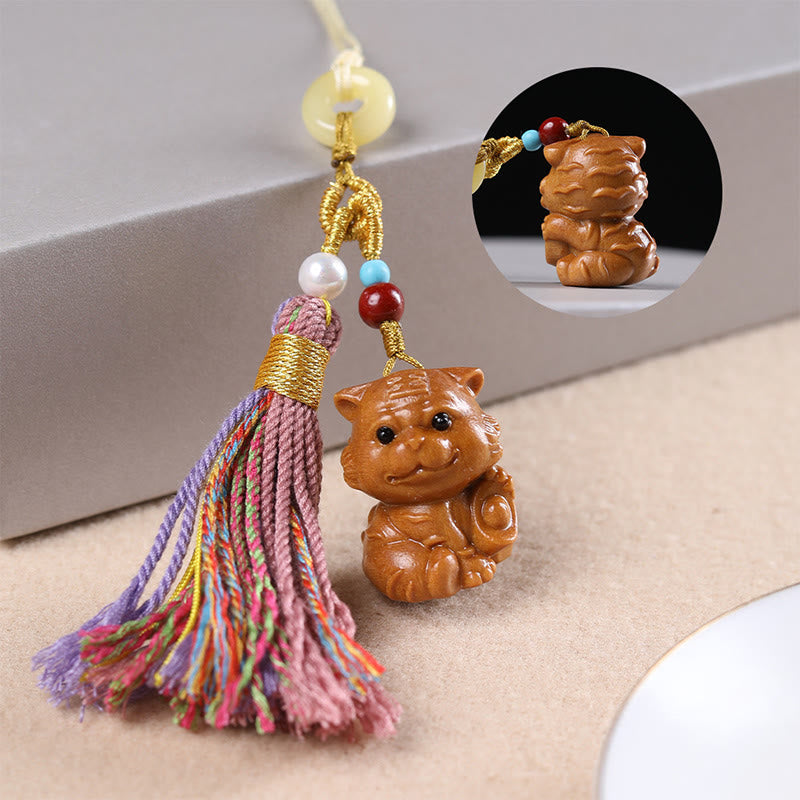 FREE Today: Healing and Calm Sandalwood 12 Chinese Zodiac Colorful Tassel Accessories Keychain