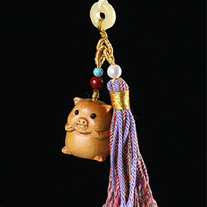 FREE Today: Healing and Calm Sandalwood 12 Chinese Zodiac Colorful Tassel Accessories Keychain