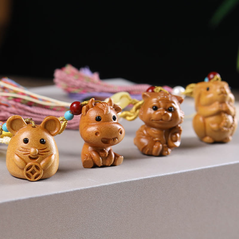 FREE Today: Healing and Calm Sandalwood 12 Chinese Zodiac Colorful Tassel Accessories Keychain