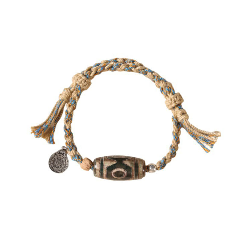 FREE Today: Wealth and Protection Handmade Tibetan Dzi Bead Braided String Bracelet