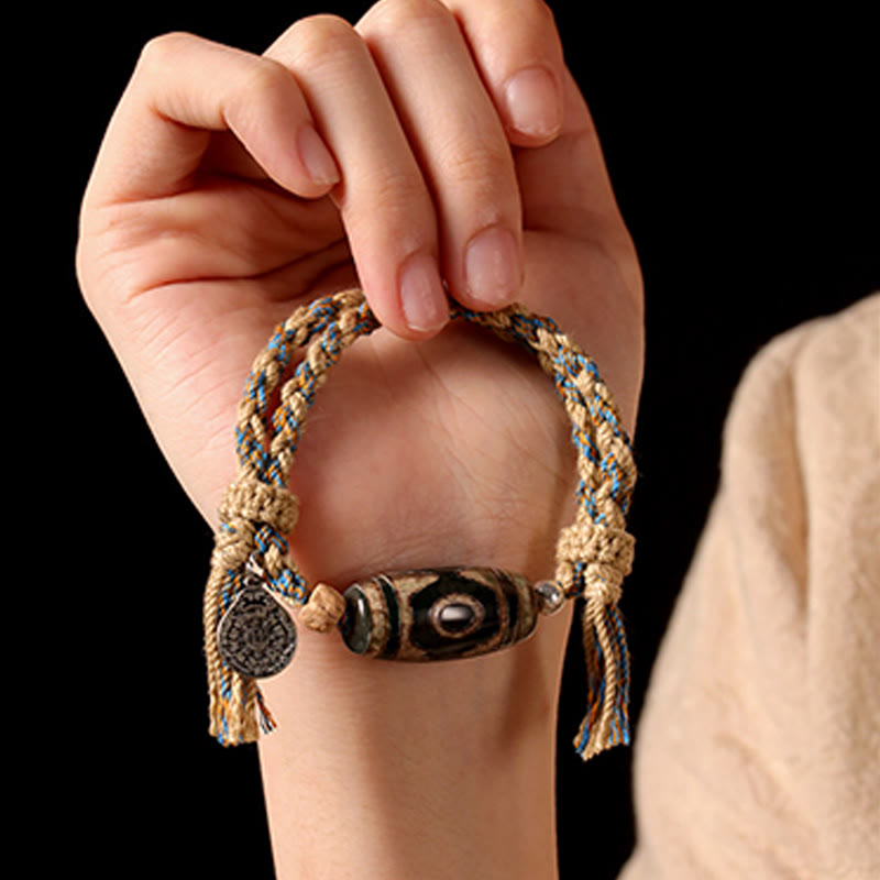 FREE Today: Wealth and Protection Handmade Tibetan Dzi Bead Braided String Bracelet
