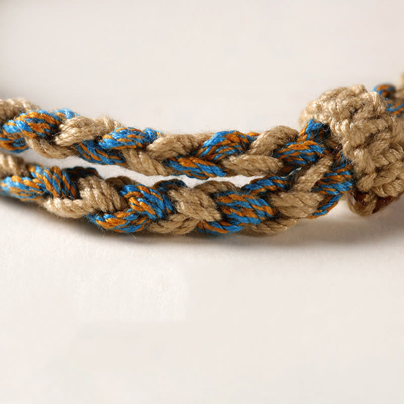 FREE Today: Wealth and Protection Handmade Tibetan Dzi Bead Braided String Bracelet