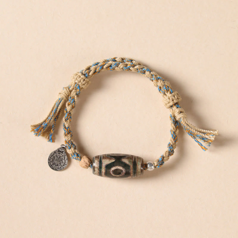 FREE Today: Wealth and Protection Handmade Tibetan Dzi Bead Braided String Bracelet