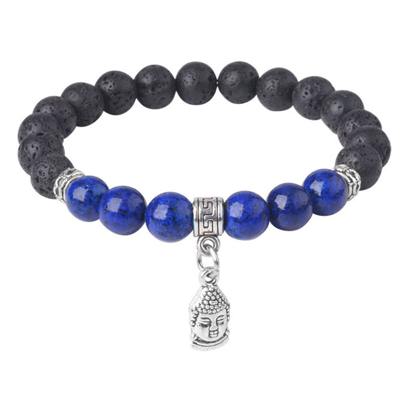 FREE Today: Support Healing Black Lava Rock Crystal Beads Animal Pattern Bracelet