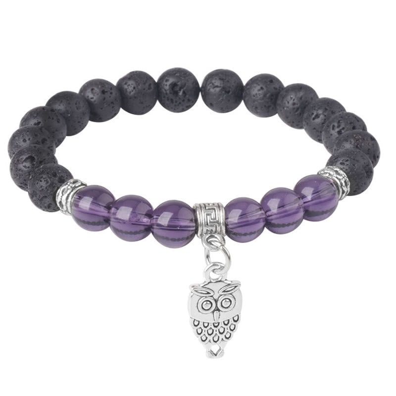 FREE Today: Support Healing Black Lava Rock Crystal Beads Animal Pattern Bracelet