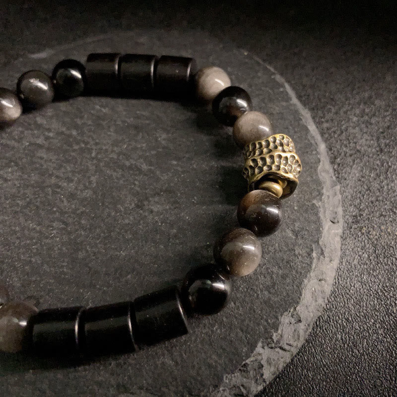 FREE Today: Protection and Communication Silver Sheen Obsidian Ebony Bracelet