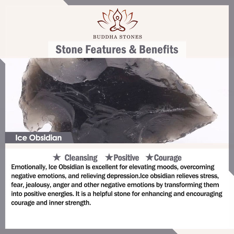 Buddha Stones 925 Sterling Silver Cat Natural Ice Obsidian Positive Bracelet