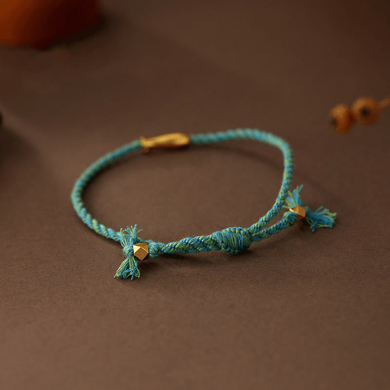 Buddha Stones Copper Lucky Koi Fish Luck Rope Bracelet
