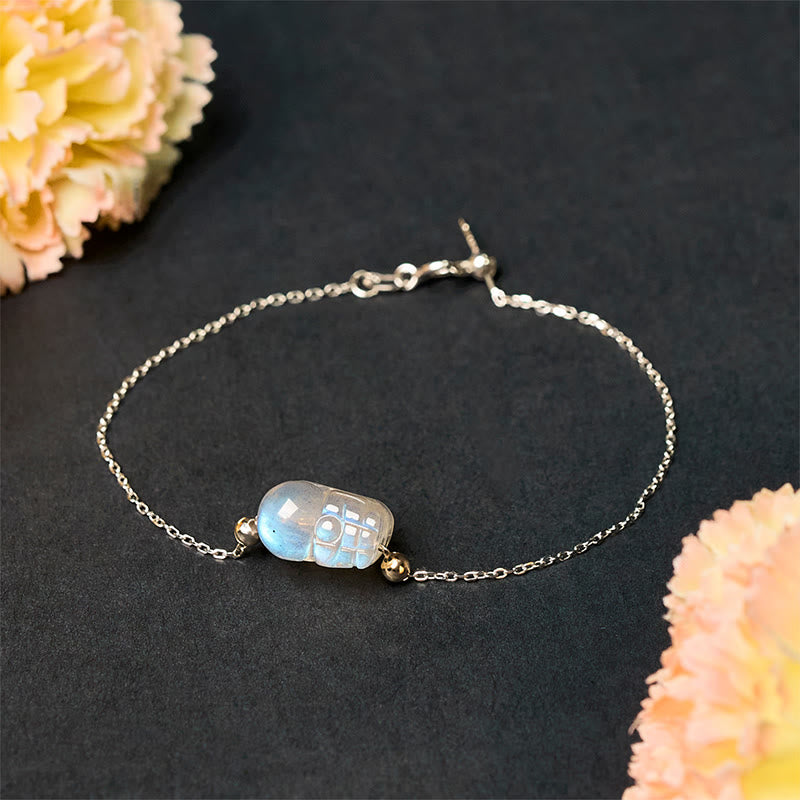 Buddha Stones 925 Sterling Silver Pixiu Moonstone Healing Bracelet