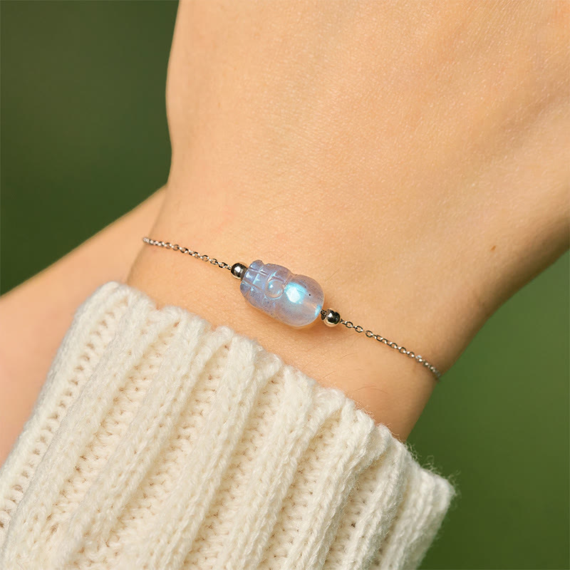 Buddha Stones 925 Sterling Silver Pixiu Moonstone Healing Bracelet