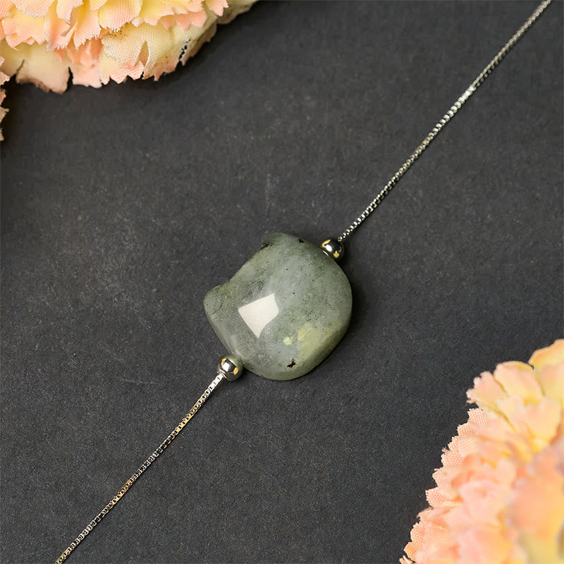 Buddha Stones 925 Sterling Silver Faceless Cat Head Natural Labradorite Healing Bracelet