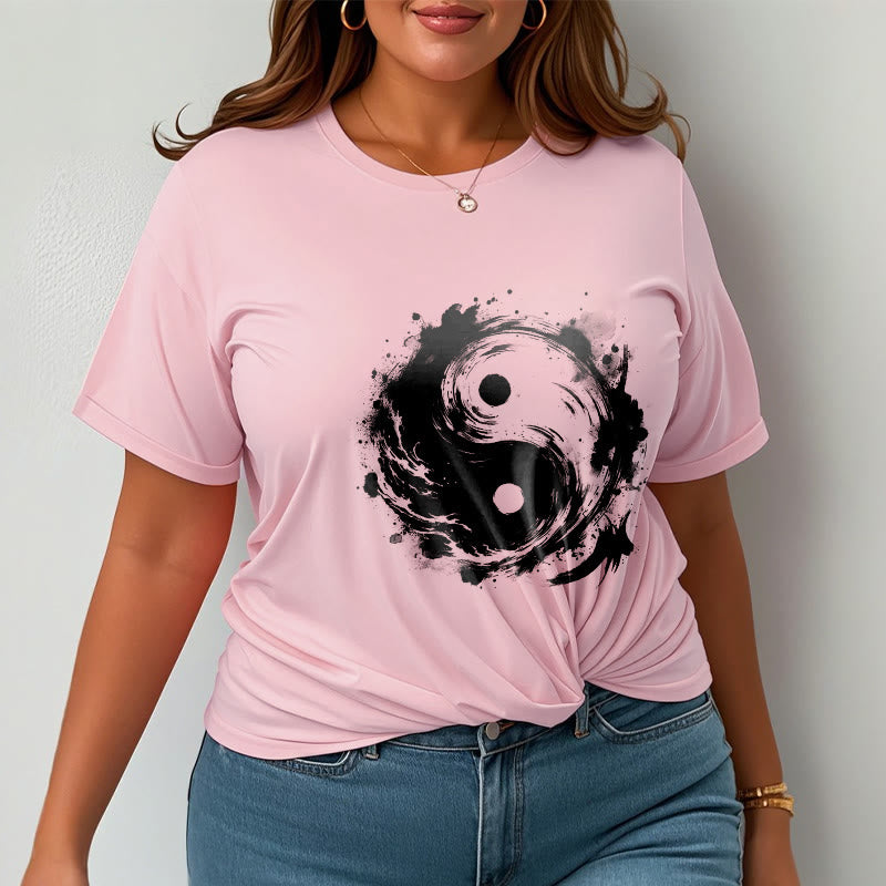 Buddha Stones Ink Yin Yang Pattern Balance Design Tee T-shirt