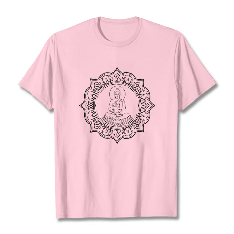 Buddha Stones Buddha Meditating In Lotus Position Pattern Tee T-shirt