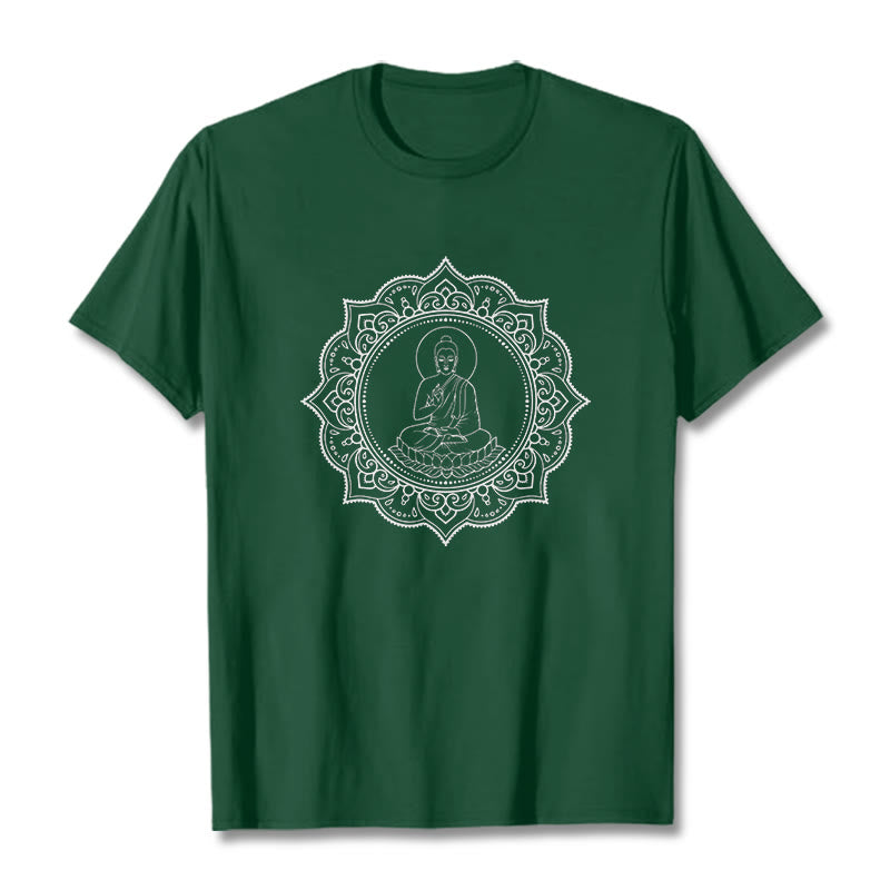 Buddha Stones Buddha Meditating In Lotus Position Pattern Tee T-shirt