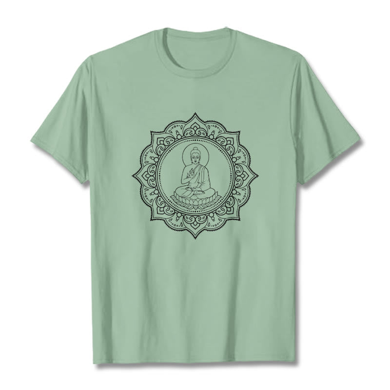 Buddha Stones Buddha Meditating In Lotus Position Pattern Tee T-shirt