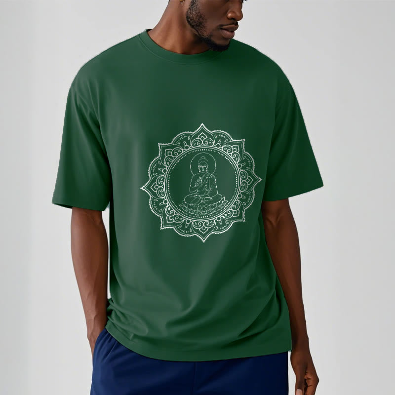 Buddha Stones Buddha Meditating In Lotus Position Pattern Tee T-shirt