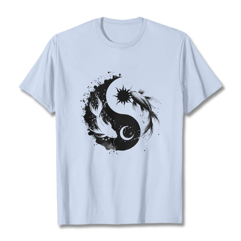 Buddha Stonessun And Moon Yin Yang Koi Pattern Tee T-shirt