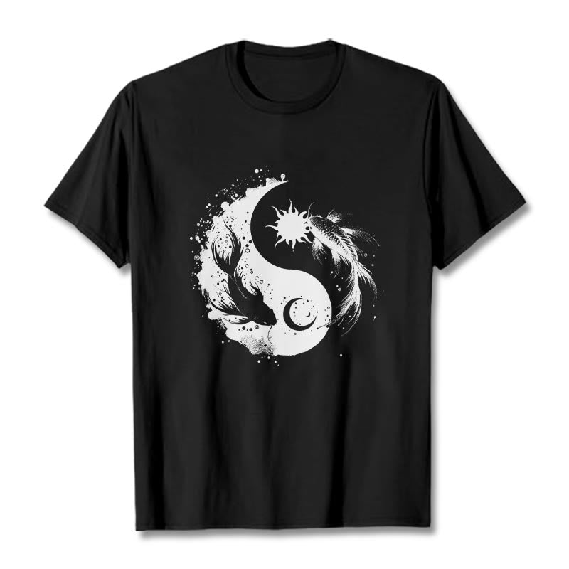 Buddha Stonessun And Moon Yin Yang Koi Pattern Tee T-shirt
