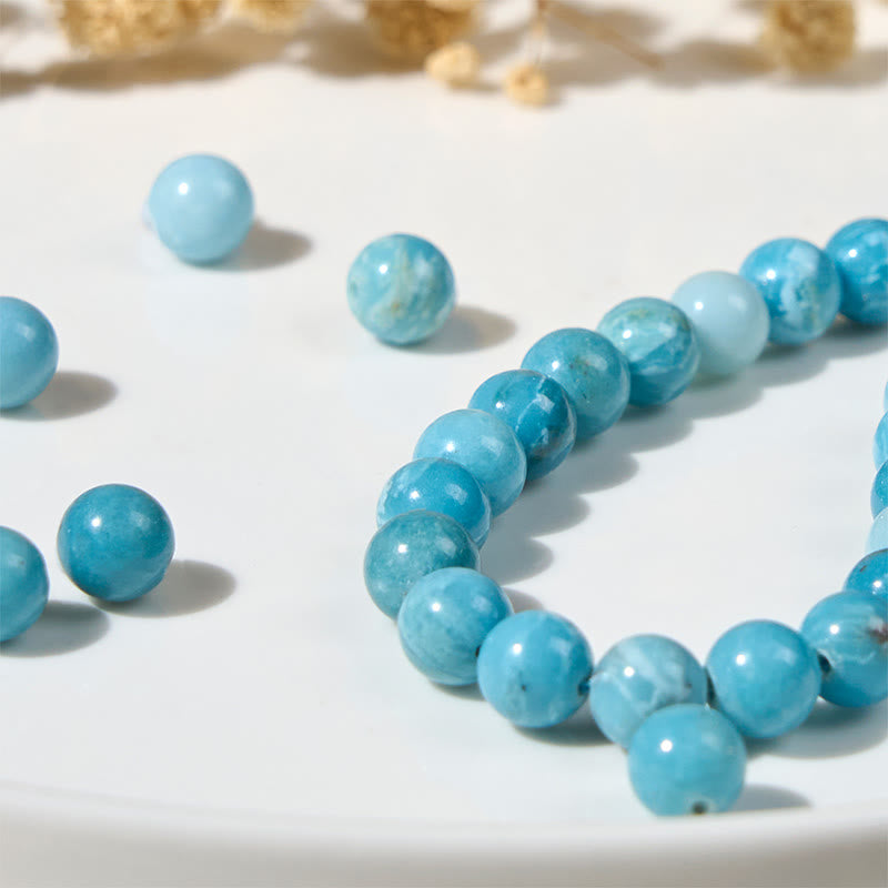 Buddha Stones Natural Cat Larimar Wisdom Beads Bracelet
