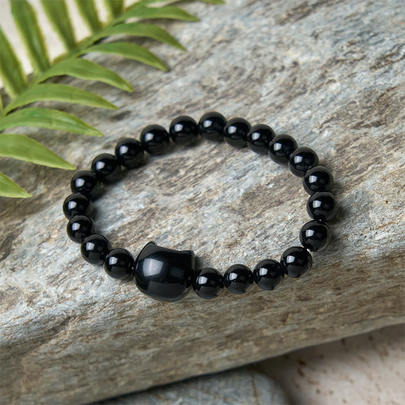 FREE Today: Protection and Fortune Handmade Save A Cat Black Onyx Bracelet