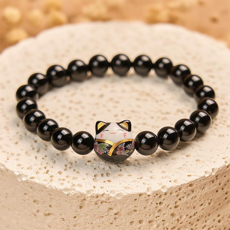 FREE Today: Protection and Support Handmade Save A Cat Black Onyx Bracelet