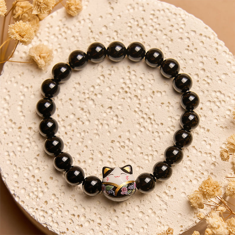 FREE Today: Protection and Support Handmade Save A Cat Black Onyx Bracelet