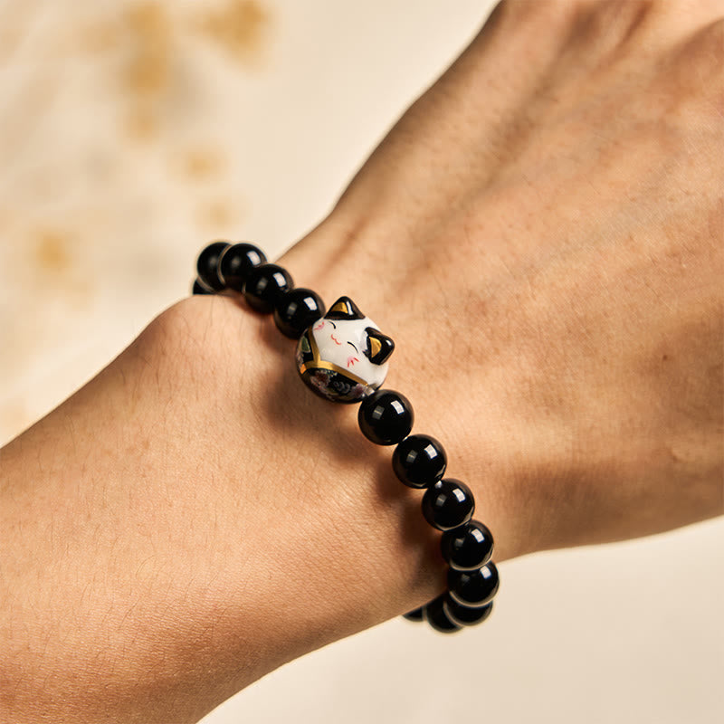 FREE Today: Protection and Support Handmade Save A Cat Black Onyx Bracelet
