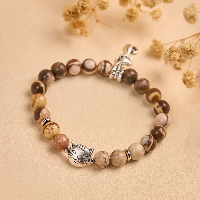 Buddha Stones Zebra Jasper Agate Bead Positive Bracelet