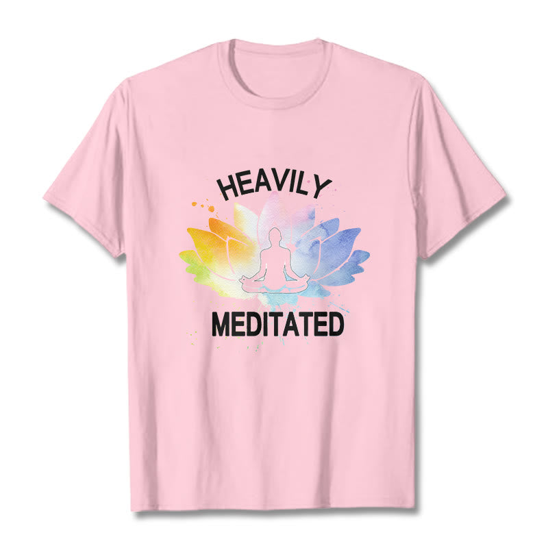 Buddha Stones Colorful Lotus Flower Meditation Figure Pattern Cotton Tee T-shirt