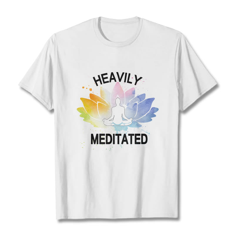 Buddha Stones Colorful Lotus Flower Meditation Figure Pattern Cotton Tee T-shirt