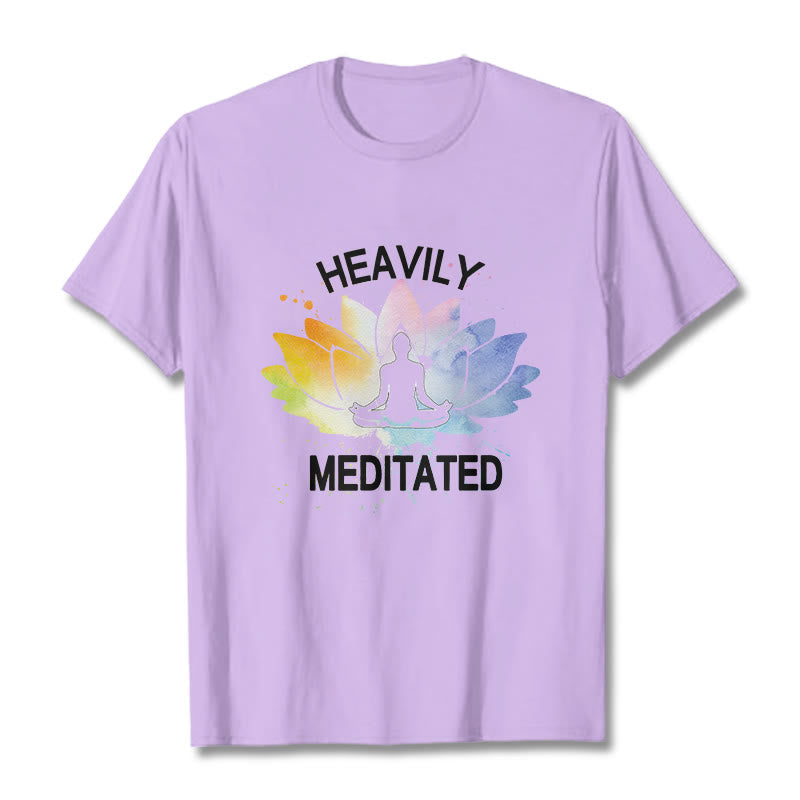 Buddha Stones Colorful Lotus Flower Meditation Figure Pattern Cotton Tee T-shirt