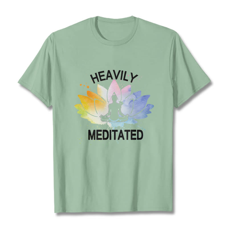 Buddha Stones Colorful Lotus Flower Meditation Figure Pattern Cotton Tee T-shirt