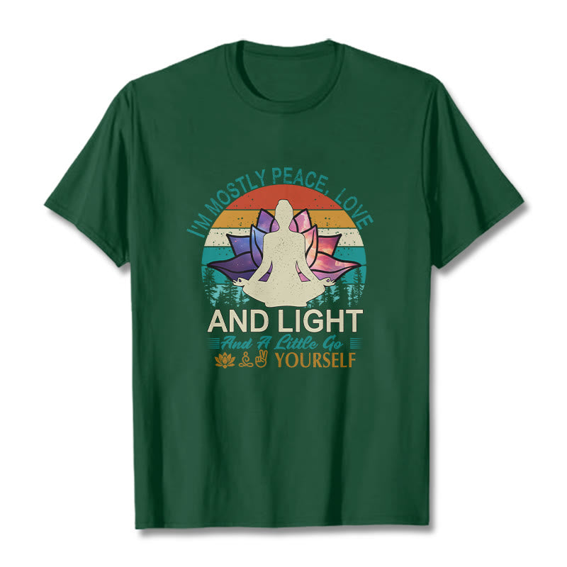 Buddha Stones Vivid Lotus Flower Meditator Sunset Pattern Tee Cotton T-shirt