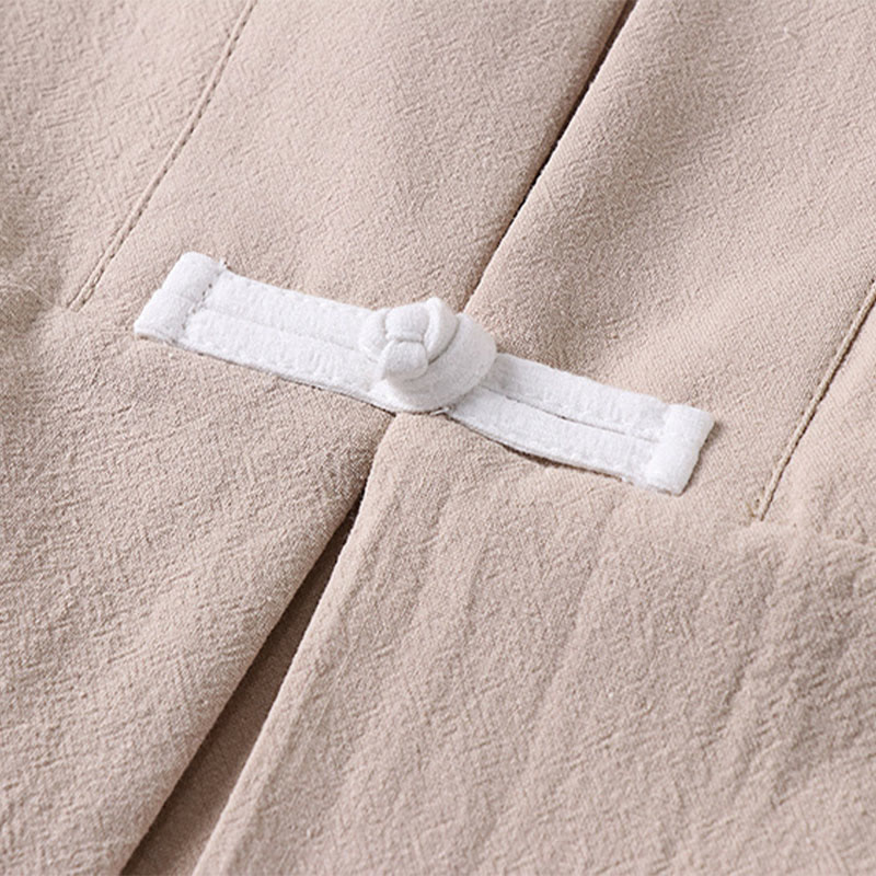Buddha Stones Long Sleeve Buttons Design Men's Open Front Cotton Linen Jacket Kimono With Pockets