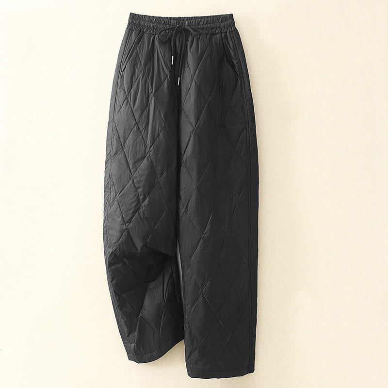 Buddha Stones Casual High Waist Drawstring Design Women's Wide Leg Cotton Pants With Pockets