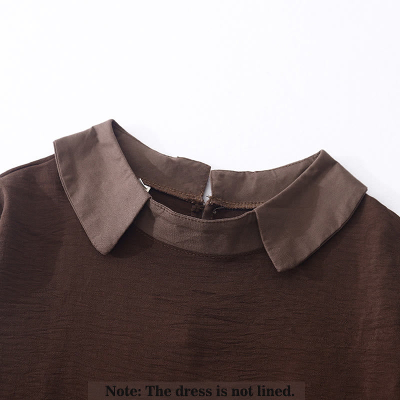 Buddha Stones Spring Plain Lapel Long Sleeve Cotton Linen Midi Dress With Pockets