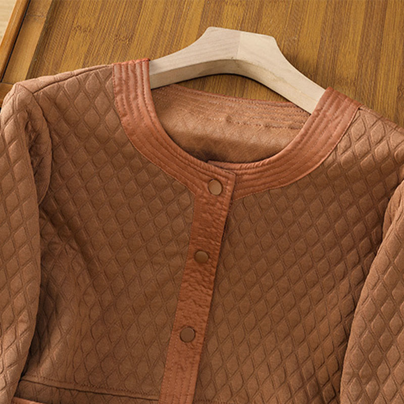 Buddha Stones Retro Plain Women's Cotton Long Sleeve Jacket With Pockets