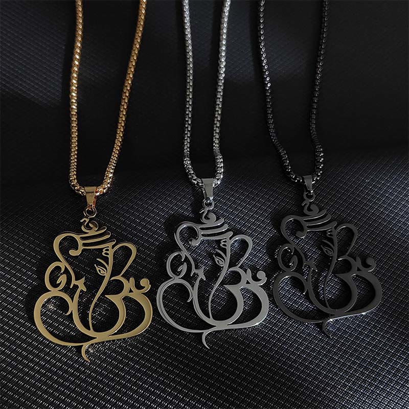 Buddha Stones Ganesh Elephant Stainless Steel Protection Necklace Pendant