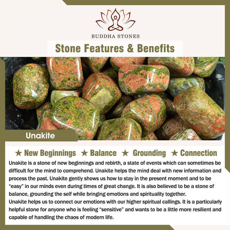 Buddha Stones Rhodonite Unakite Beads Lotus Healing Bracelet
