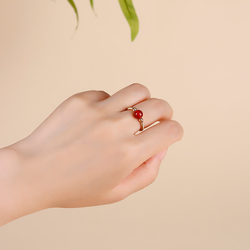 Buddha Stones Natural Stone Bead Alloy Healing Open Ring