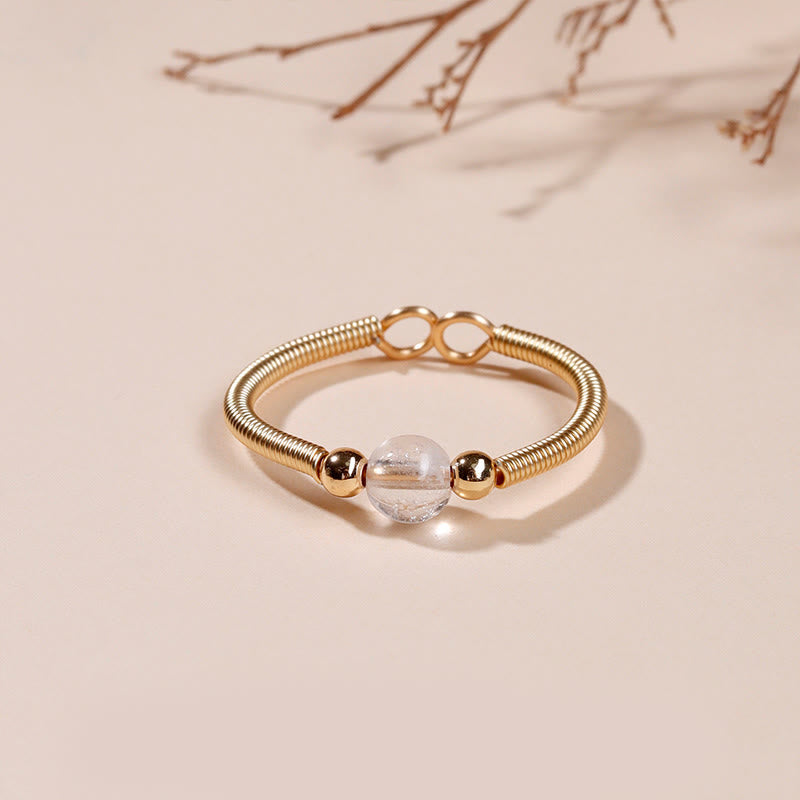 Buddha Stones Natural Stone Bead Alloy Healing Open Ring