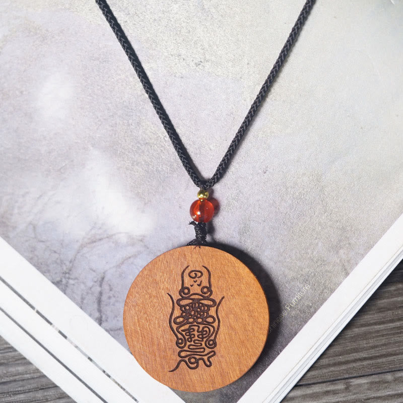 FREE Today: Good Fortune and Luck Lightning Struck Jujube Wood Yin Yang Bagua Necklace Pendant