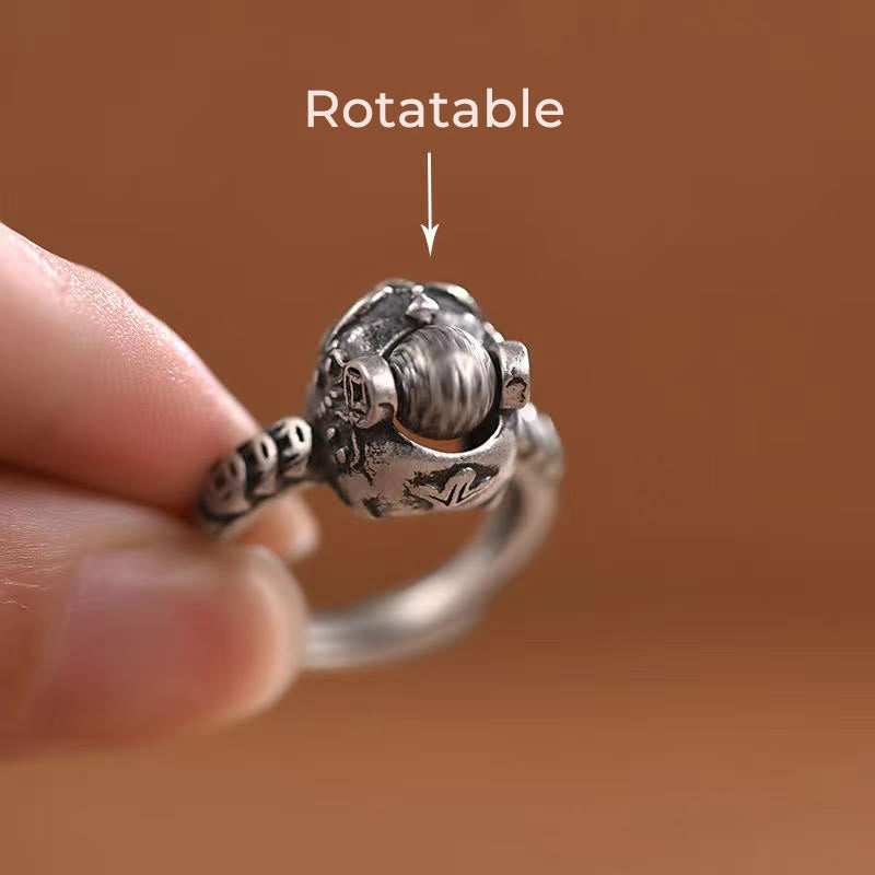 Buddha Stones Lucky FengShui PiXiu Copper Coin Rotatable Ring