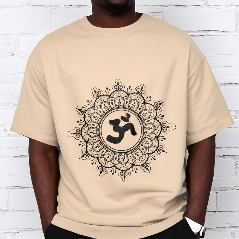 Buddha Stones Symmetry Mandala Om Symbol Pattern Tee Cotton T-shirt