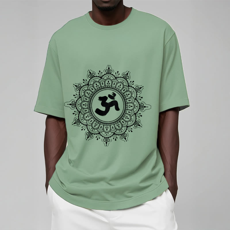 Buddha Stones Symmetry Mandala Om Symbol Pattern Tee Cotton T-shirt
