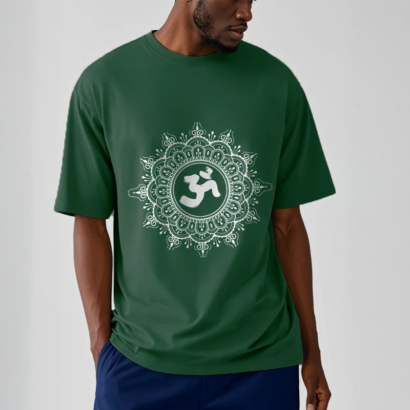 Buddha Stones Symmetry Mandala Om Symbol Pattern Tee Cotton T-shirt