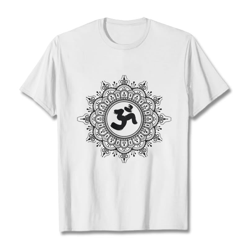 Buddha Stones Symmetry Mandala Om Symbol Pattern Tee Cotton T-shirt